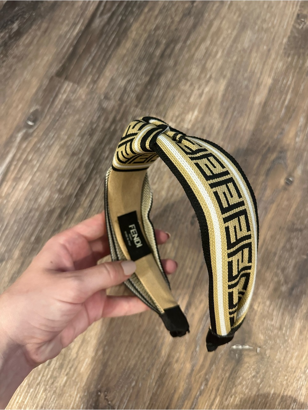 Fendi Black & Beige FF Logo Knotted Headband